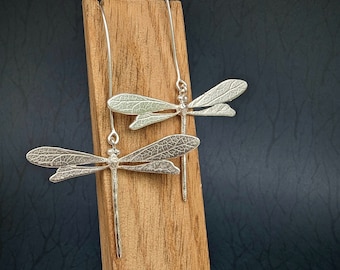 Dragonfly Earrings | Handmade Silver Dragonfly Drop Earrings | Nature Jewellery