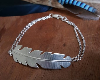 Silver Feather Bracelet | Nature Jewellery Gift for Her