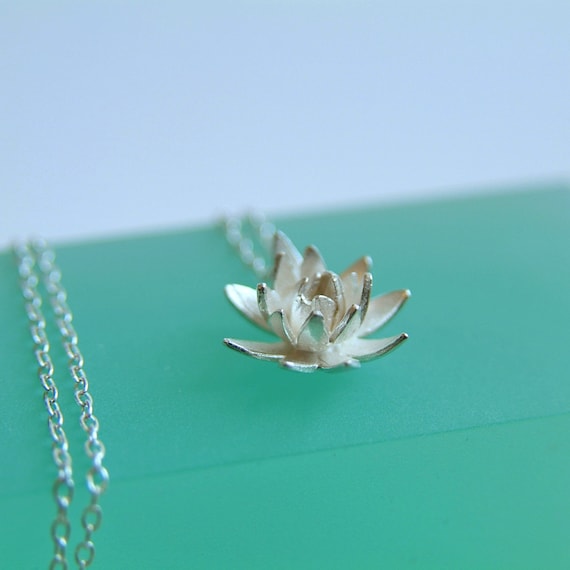 Sterling Silver Lotus Matte Finish Necklace Sterling Silver Lotus Matte Finish Necklace