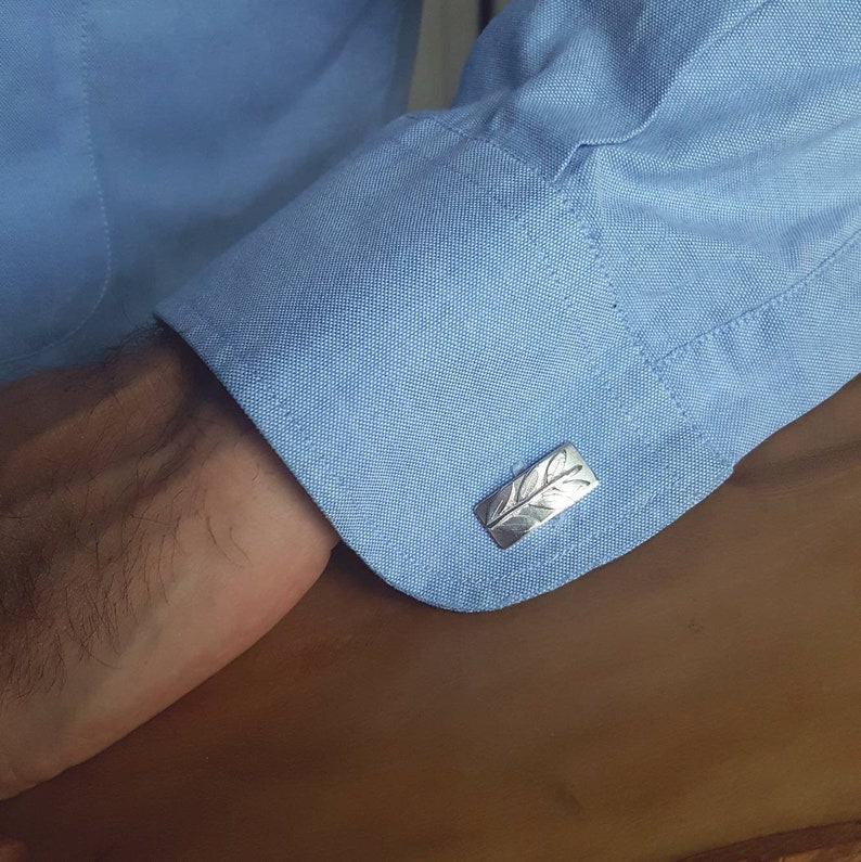 Mens Handmade Sterling Silver Cufflinks Olive Branch Cufflinks