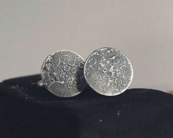 Moon Cufflinks | Sterling Silver Full Moon Cufflinks | Celestial Cufflinks