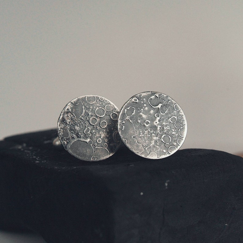 Moon Cufflinks Sterling Silver Full Moon Cufflinks Celestial Cufflinks image 1