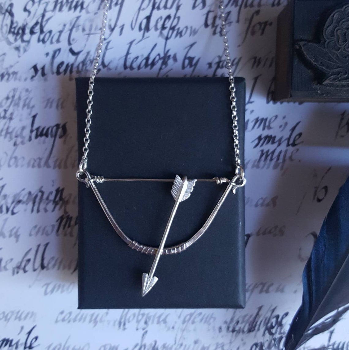 Silver Bow & Arrow Necklace Cupid's Bow Necklace - Etsy