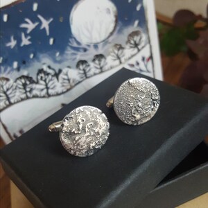 Moon Cufflinks Sterling Silver Full Moon Cufflinks Celestial Cufflinks image 3