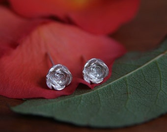 Silver Rosebud Earrings | Pretty Flower Earrings | Floral Jewellery