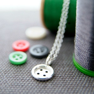 Silver Button Necklace Sewing Jewellery Gift for Dressmaker image 1