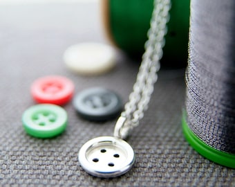 Silver Button Necklace | Sewing Jewellery | Gift for Dressmaker