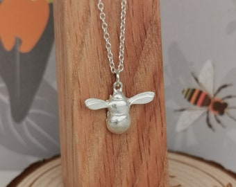 Bee Necklace, Handmade Bee Necklace in Sterling Silver or Gold-plated Silver
