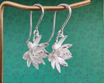 Lotus Earrings | Sterling Silver Lotus Flower Earrings