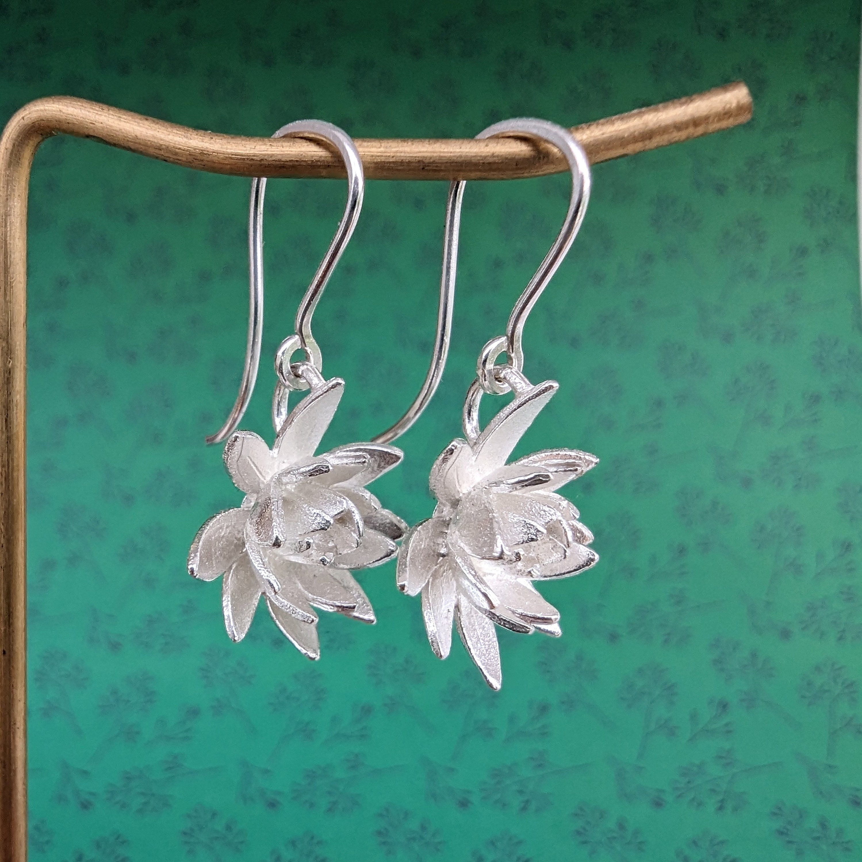 Lotus Earrings Sterling Silver Lotus Flower Earrings Etsy Canada
