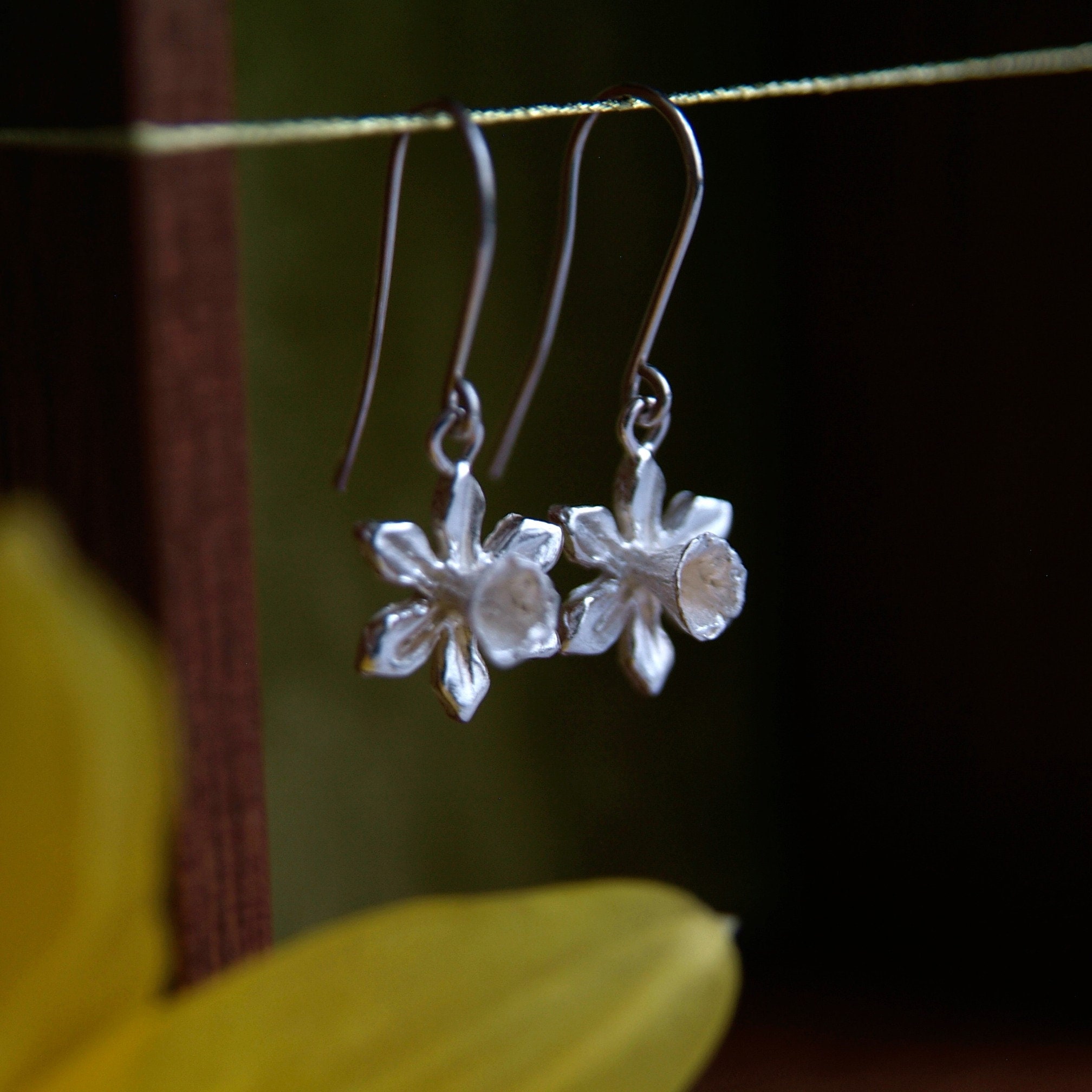 Silver Daffodil Earrings Spring Flower Jewellery Handmade Etsy