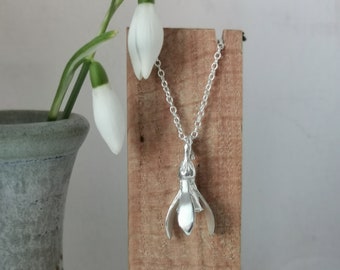 Snowdrop Necklace | Handmade in Silver | Spring Flower Pendant