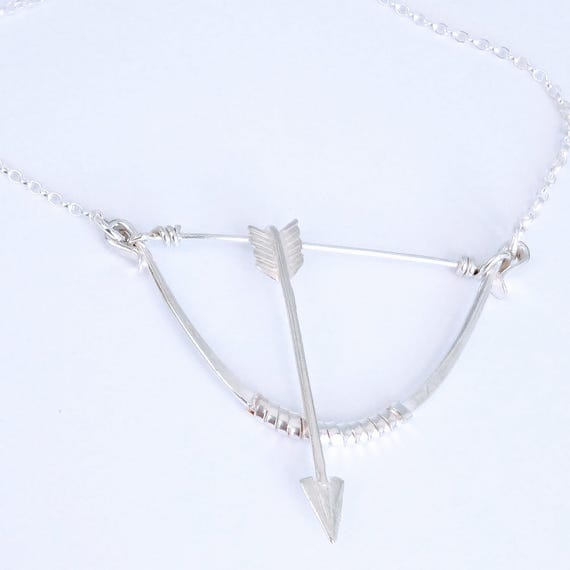 Silver Bow & Arrow Necklace | Cupid's Bow Necklace | Archery