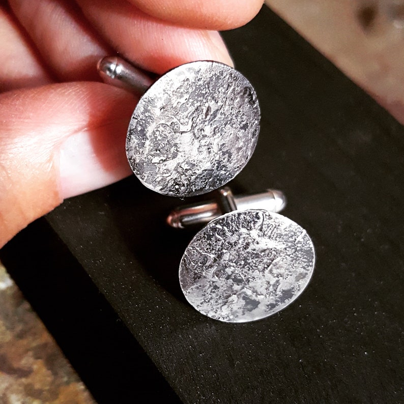 Moon Cufflinks Sterling Silver Full Moon Cufflinks Celestial Cufflinks image 2