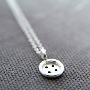 Silver Button Necklace Sewing Jewellery Gift for Dressmaker image 2