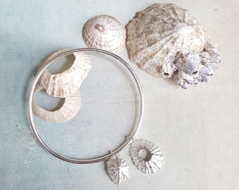 Silver Shell Bracelet | Coastal Jewellery | Beach Bangle with Shell Charms | Silver Nautical Bracelet | Handmade Nature Gift