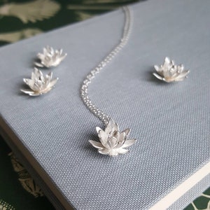 Lotus Necklace | Silver Lotus Flower Pendant | Sacred Flower Necklace | Gift for Yoga Lover | Waterlily Necklace