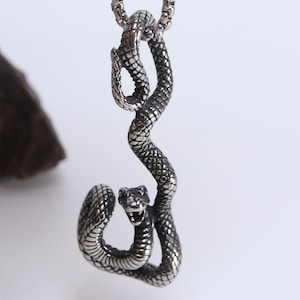 Snake Pendant Necklace,Slithering Serpent Pendant，Stainless Steel Pendant,draconian serpent necklace ,Gift