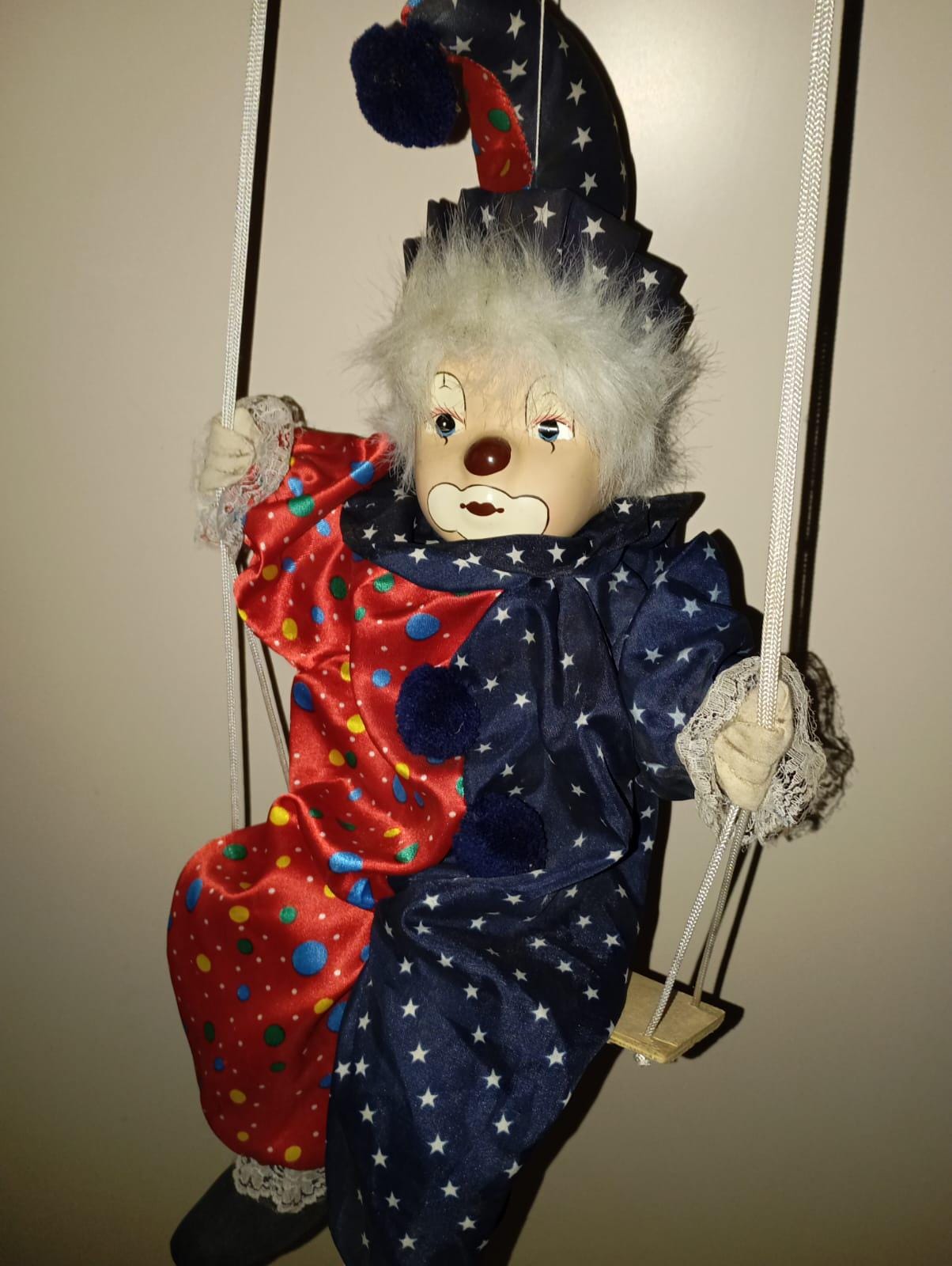 Vintage Handpainted ''swinging CLOWN/JESTER'' Harlequin/doll