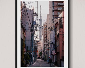 Art mural de photographie de rue de Tokyo - Impression d'art urbain Skytree