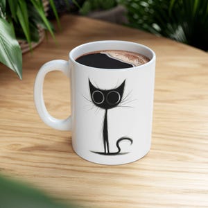 Cartoon Cat Designer Ceramic Mug, Cute Cat Lover Coffee Cup, Cartoon Kitten Tea Mug, Cat Owner Gift, Pet Lover Drinkware