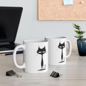 Taza de gato de dibujos animados caprichosa, linda taza de café de gato, divertida taza de té de gato, regalo de taza de gatito colorido, taza para amantes de los animales, regalo para dama de los gatos