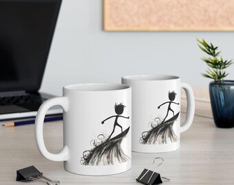 Surfer Ceramic Coffee Mug: Beach House Decor