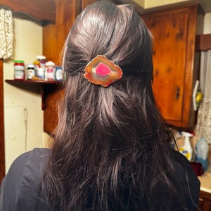 Genuine Agate Crystal hair clips