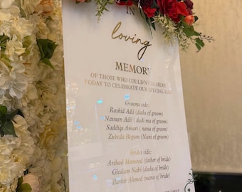 Personalized Acrylic In Loving Memory Sign | Islamic Wedding Memorial sign