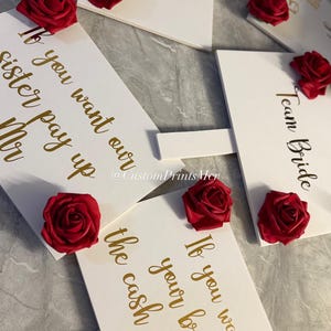 Personalisierte Hochzeit Geld Tor Schilder 5er-Pack | asiatischen Shagun Joota Chupai Schildern