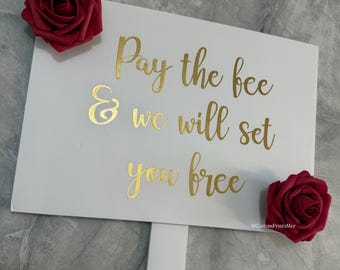 Money Gate Sign, Personalised Floral Or Plain A4 | Foam Board | Shagun Joota Chupai Prop For Asian Bridal Moment