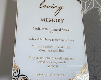 Personalized Acrylic Memorial In Loving Memory Sign | Islamic Wedding Remembrance Decor with boarder