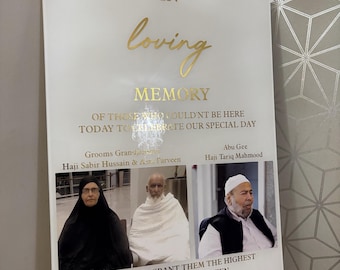 Personalized Acrylic Memorial In Loving Memory Sign | Islamic Wedding Remembrance Decor