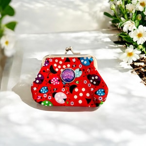 Portamonete a forma di coccinella rossa, può essere utilizzato come porta carte, mini portafoglio per monete, borsa per gioielli, simpatico regalo per bambini, ragazze e donne, personalizzabile