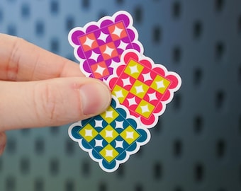 Mod Quilt Pattern Mini Sticker Set | Waterproof Vinyl Decal | Gift for Quilters and Sewists