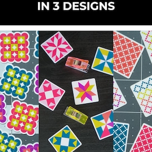 Mini Quilt Block Sticker Set of 10 - Modern Quilting Stickers, Waterproof Vinyl | Gift for Quilters and Sewists image 6