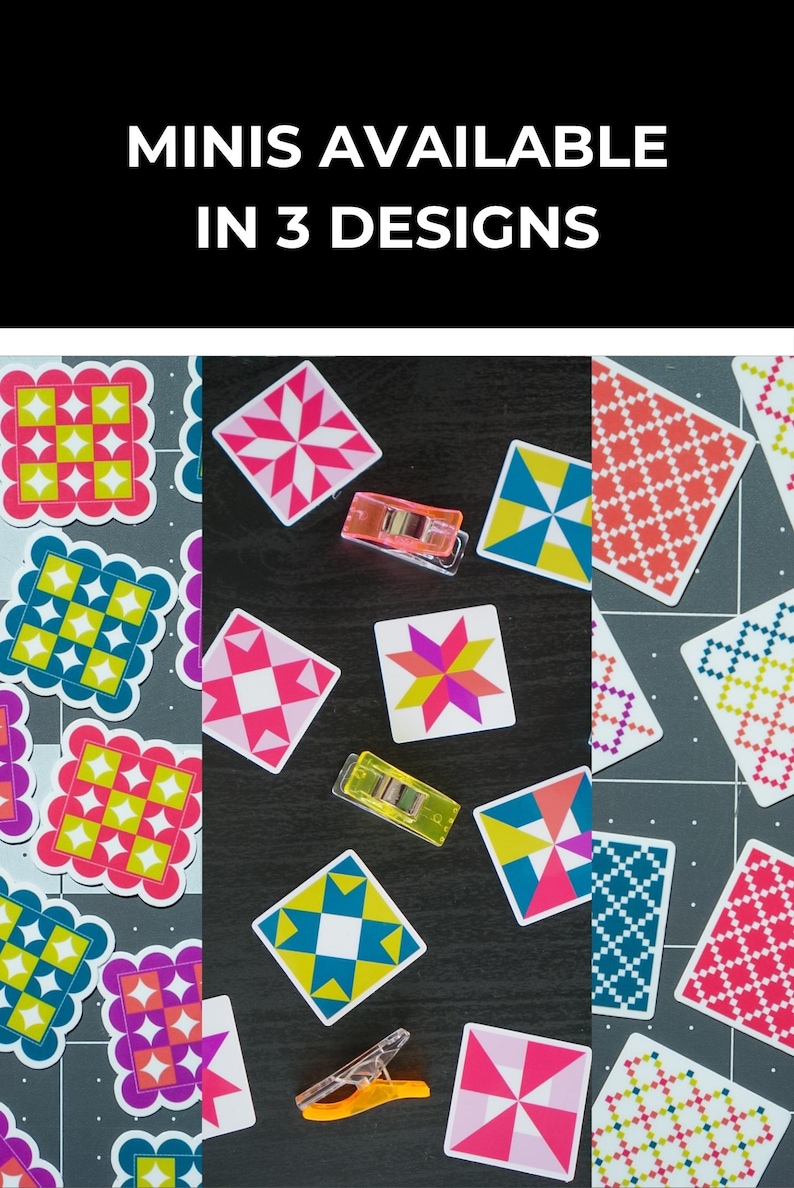 Mini Quilt Block Sticker Set of 10 - Modern Quilting Stickers, Waterproof Vinyl | Gift for Quilters and Sewists image 6