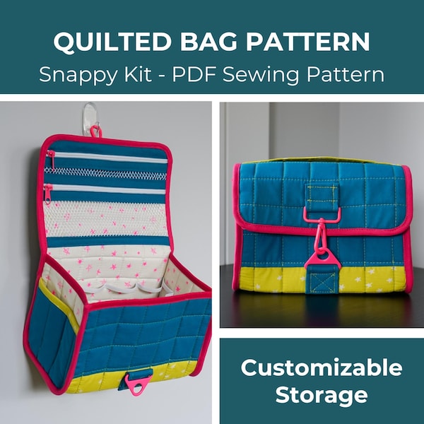 Molde para Necessaire Acolchoada - Bolsa Estruturada, Organização Personalizada | Snappy Kit PDF Download Imediato