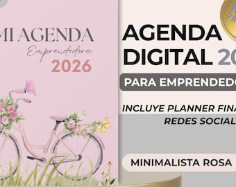 2026 Agenda Digital para Emprendedoras | Planner PDF Minimalista Rosa | Organizador de Negocio | Descarga Instantánea