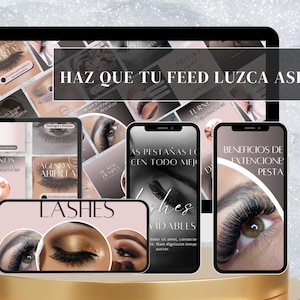 90 Plantillas Instagram Pestañas, Editables en canva, Pack Vorlagen Wimpern, Social Media Vorlagen Wimpern, Plantillas Pestañas editables