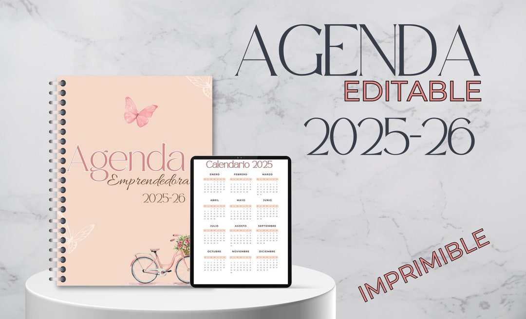 Agenda 2025 2026 Para Imprimir, Planificador Editable, Agenda