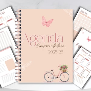 Agenda 2025 - 2026 para imprimir, planificador editable, agenda emprendedora, canva, planners semanal, pdf imprimible