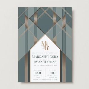 Art Deco Invitation | Wedding Invitation Template | Gatsby Party | 1920s Party Invite | Vintage Wedding | Gatsby Wedding Invite Template