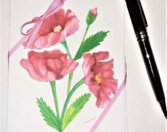 Pink Peony Trio Notecards- 8 card set