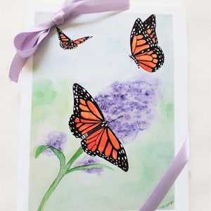Conjunto de cartões de nota Monarch Trio, conjunto de 8 cartões de nota, cartões de nota de borboleta - Conjunto de papelaria com impressão de arte em aquarela