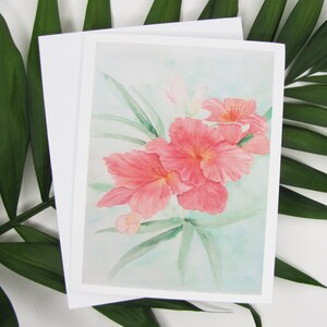 Conjunto de cartões de nota Lírio Damasceno Rosa - 8 cartões de nota e envelopes - Impressão Giclee de Aquarela Original