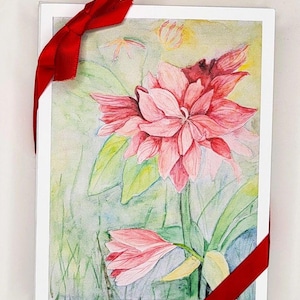 Set di biglietti di auguri "Amaryllis rosso in piena fioritura" - 8 biglietti e buste