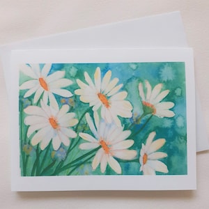 Daisy Blank Notecard Set - 8 biglietti, set di cancelleria floreale con buste - stampa artistica ad acquerello