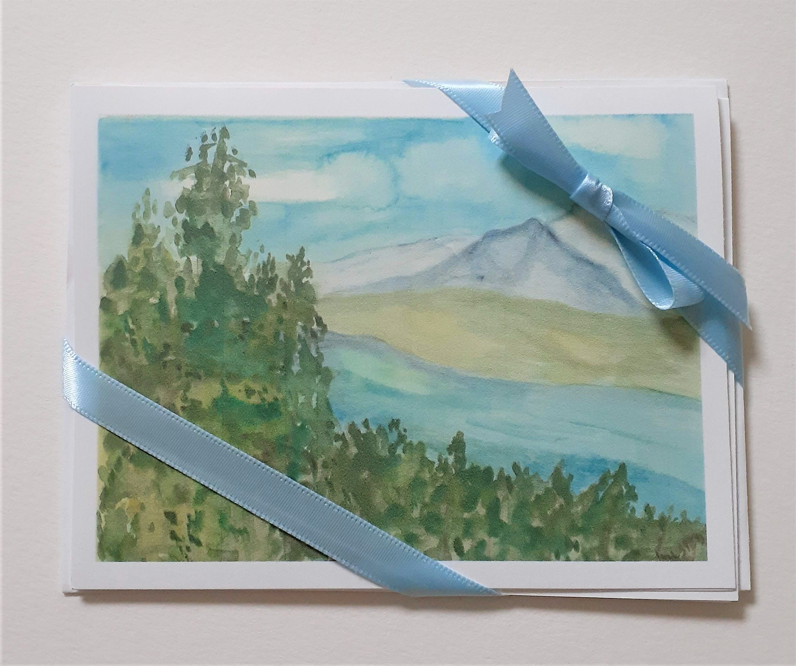 Watercolor Notecard Set- Mountain Landscape Stationery- Blank Inside ...