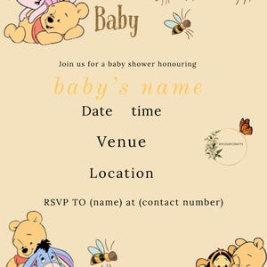 Winnie the Pooh baby shower invitation